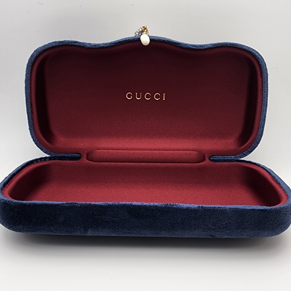 Upcycled- Gucci Velvet Eyewear Case in Navy and Burgundy
